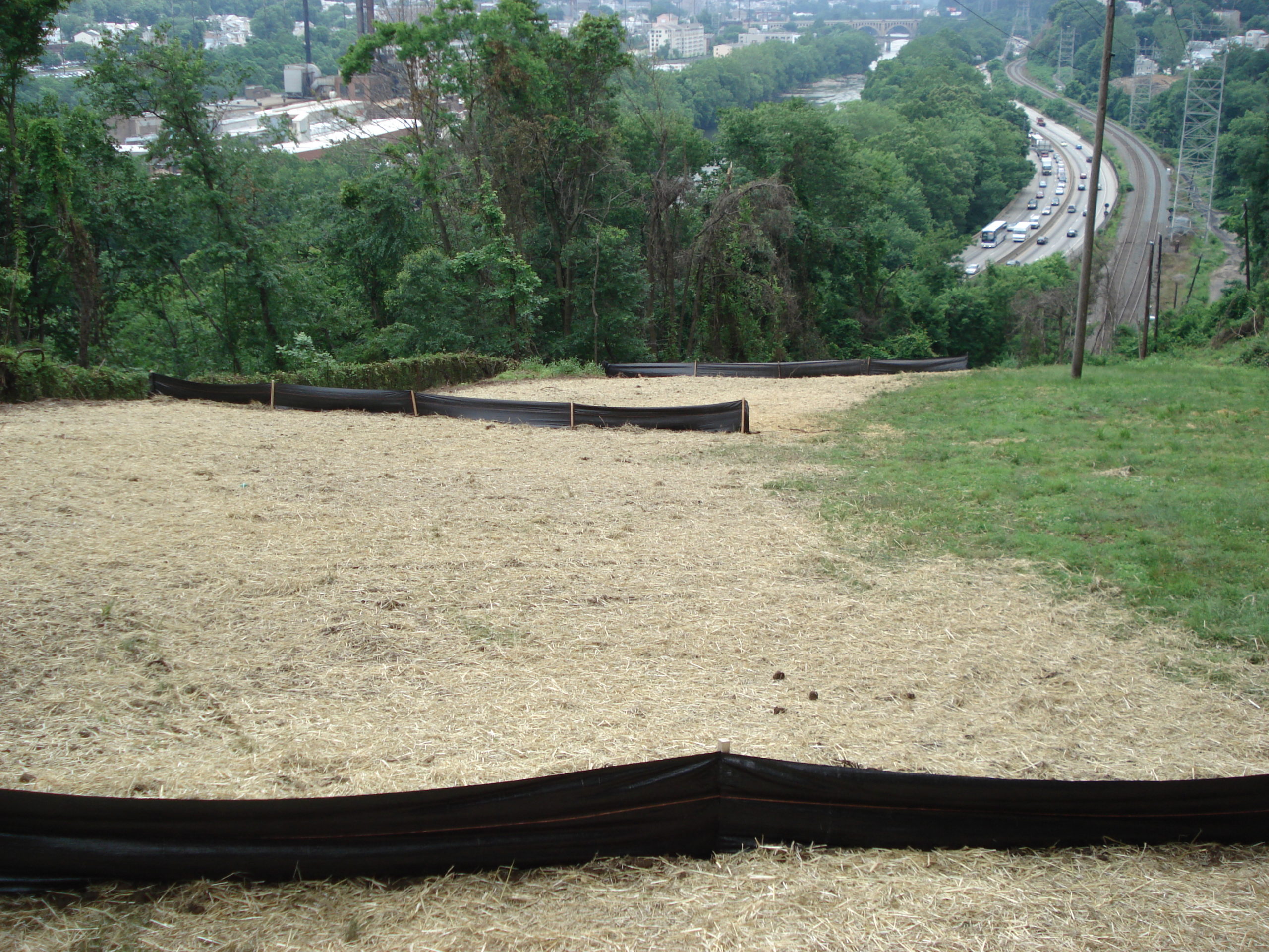 utility silt fence and restoration over schuykill parkway